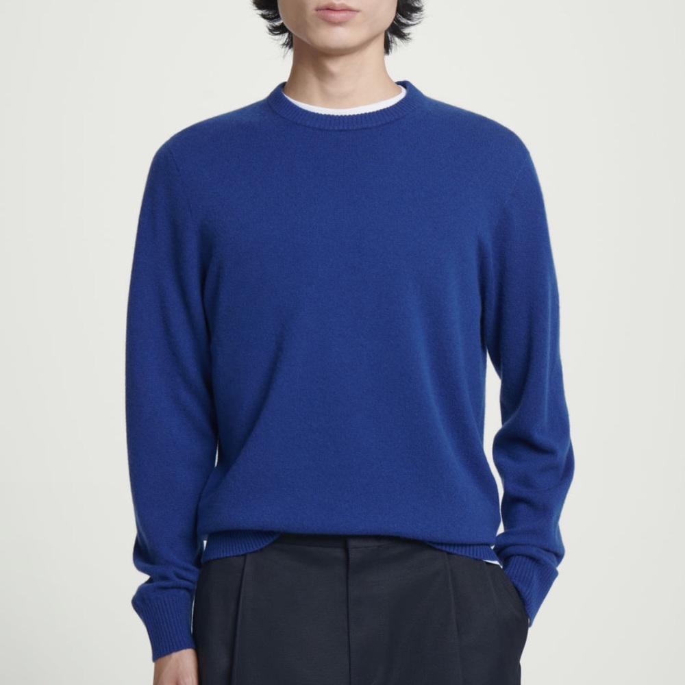 COS Men’s Pure Cashmere Crew Neck Sweater in Royal Blue Size XL New With Tags